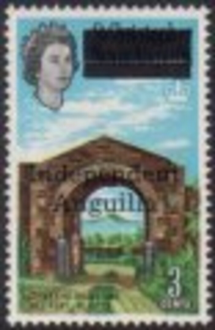The “INDEPENDENT ANGUILLA” overprints on St. Kitts.