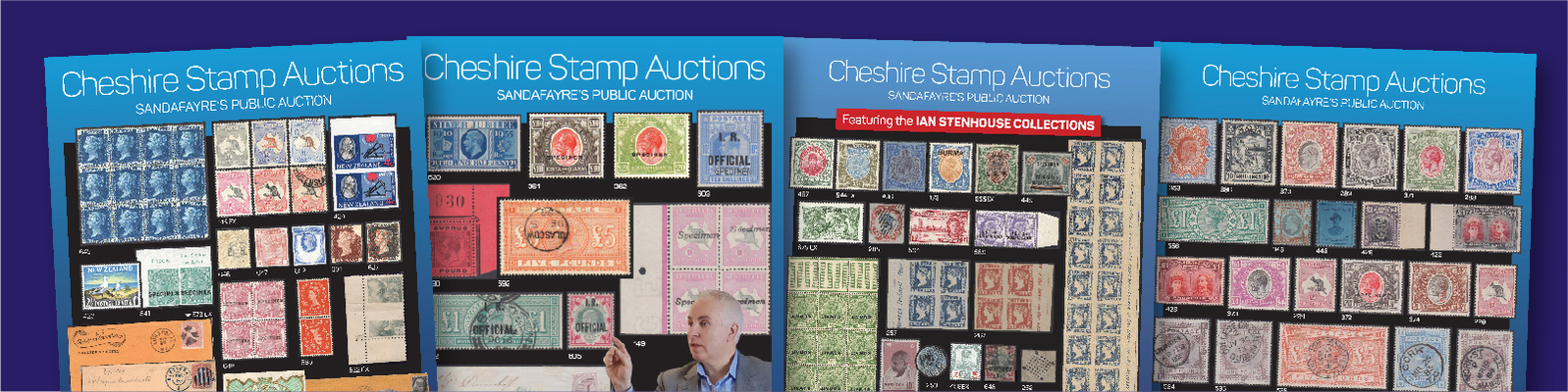Sandafayre Catalogues and Cheshire Stamp Auctions posters