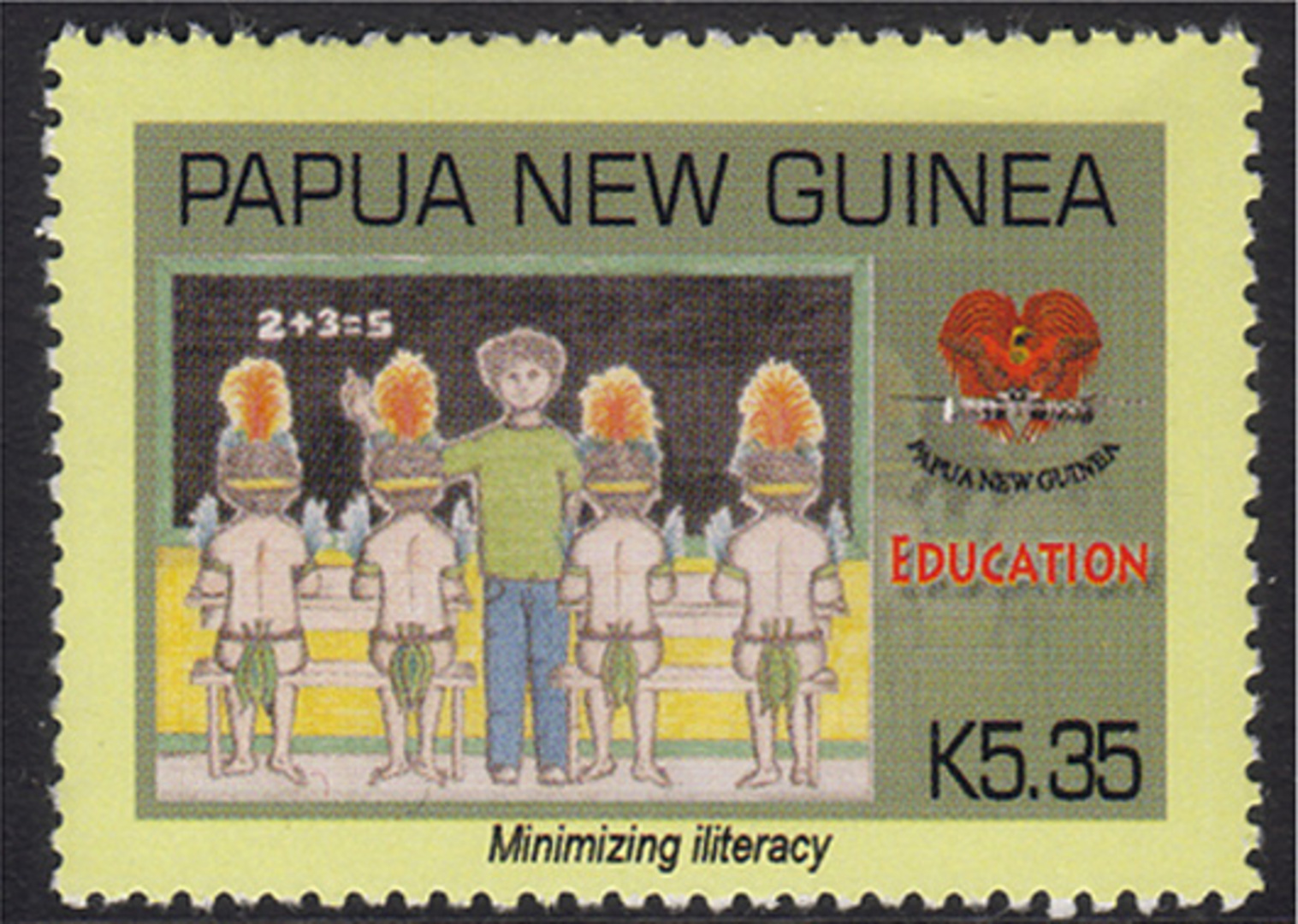 2007 5k35 "Minimizing iliteracy" stamp from Papua New Guinea